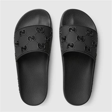 gucci black slides women's|all black gucci slides women's.